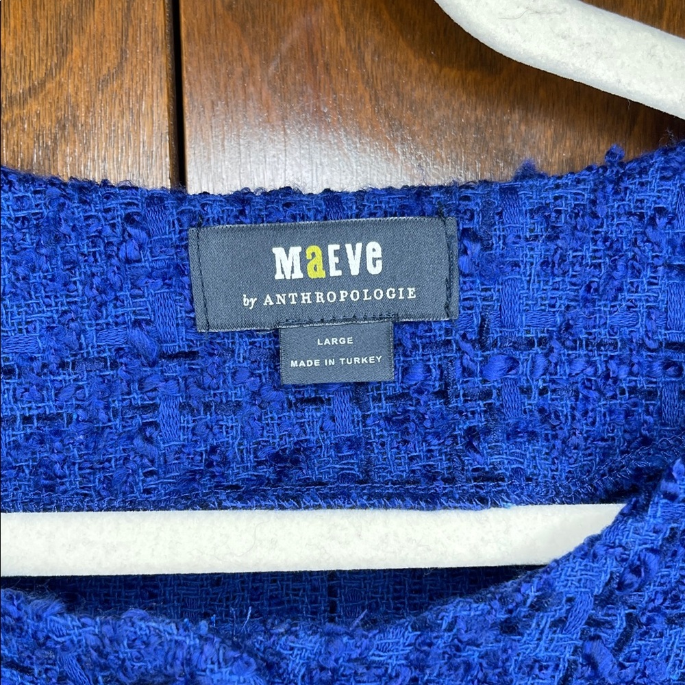 Anthropologie Maeve Royal Blue Tweed Jacket Size Large - Picture 2 of 5
